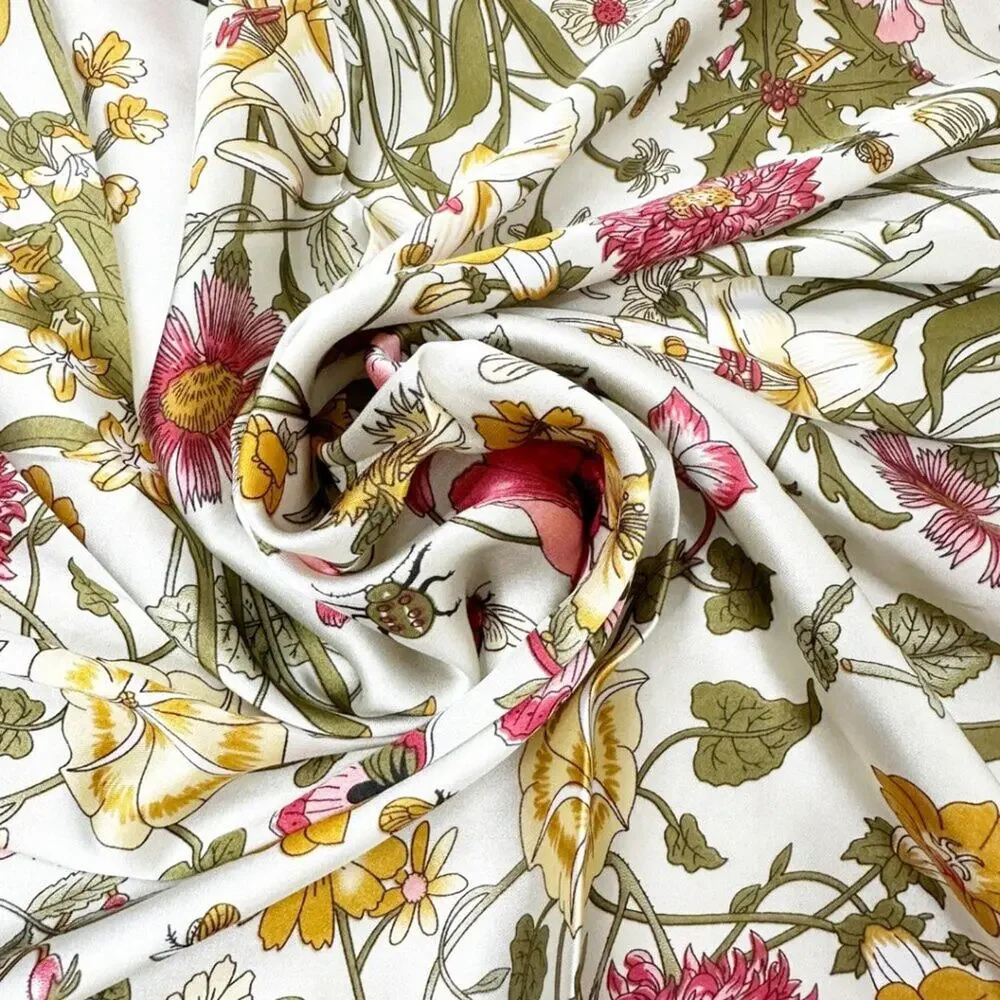 2/$30 NEW Dainty Vintage Look Floral Pink Flower Printed Silky Fashion Scarf - Picture 11 of 13